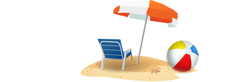 Beach Chair, Beachball and Umbrella
